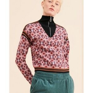 Nouveaux Womens Sweater 3XL Anthro 1/4 Zip Knit Geo Bright Pink